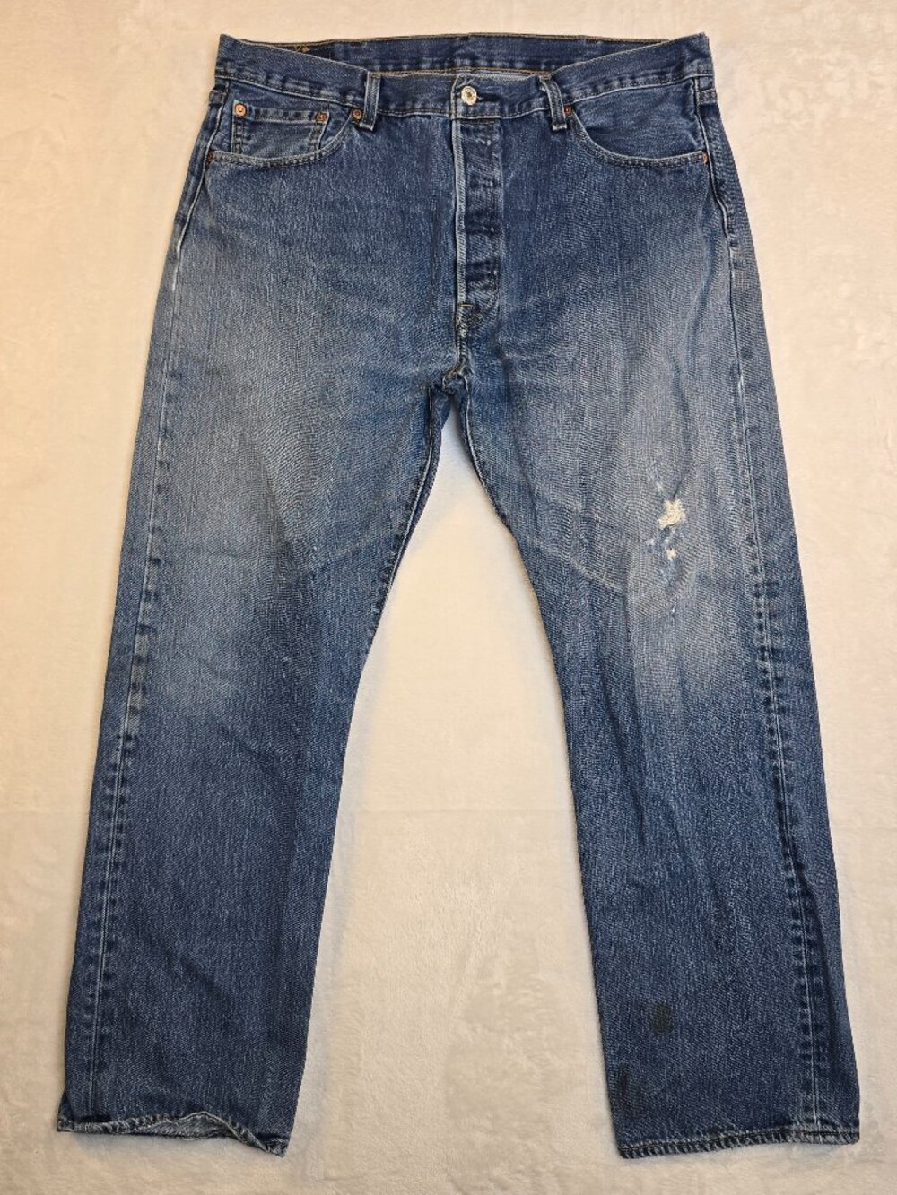 Levis 501 Original Fit Mens Jeans Blue Straight Leg Button Fly 38x30 Medium Wash